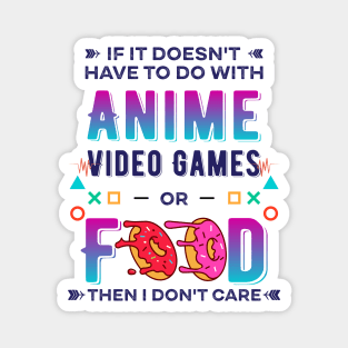 Anime Video Game or Food,  Pc Gaming Lovers Magnet