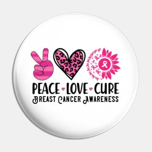 Peace Love Cure Breast Cancer Awareness Pin