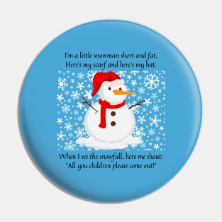 I am a little snowman short and fat nursery rhyme Pin