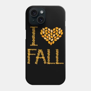 I Love Fall Dried Leaves and Heart Design Phone Case