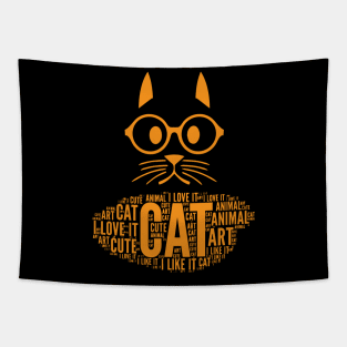 Orange Cat Drawing Tapestry