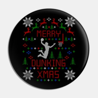 Merry Dunking Christmas Basketball Ugly Christmas Sweater Design Pin