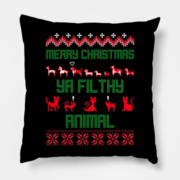 merry christmas ya filthy animal Pillow by natashawilona