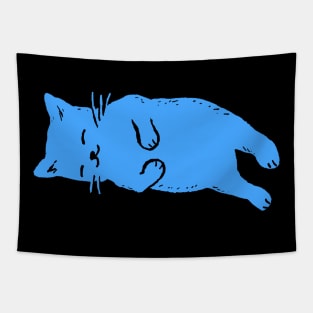 Blue Cat Sleeping Tapestry