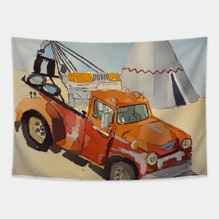 Holbrook Arizona Route 66 Tee Pee and Wrecker Tapestry