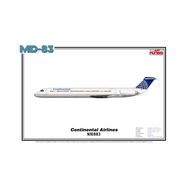 McDonnell Douglas MD-83 - Continental Airlines (Art Print) by TheArtofFlying