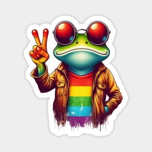 Frog Peace Sign LGBT Magnet