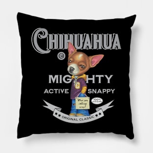 Chihuahua wearing hoodie and jeans Pillow