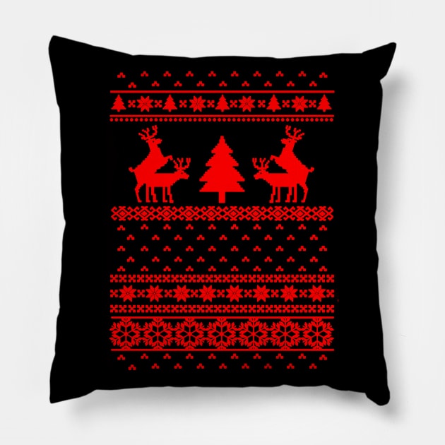 funny deer ugly christmas Pillow by crackdesign