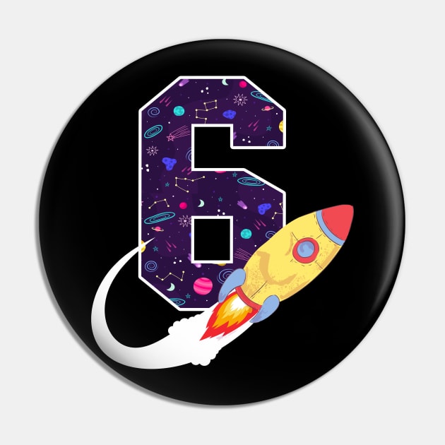 Outer Space 6 Year Old 6th Birthday Six Rocket Ship Party Pin by ruffianlouse