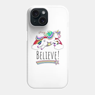 Flying Unicorn Hearts And Rainbow Inspirational Believe Phone Case