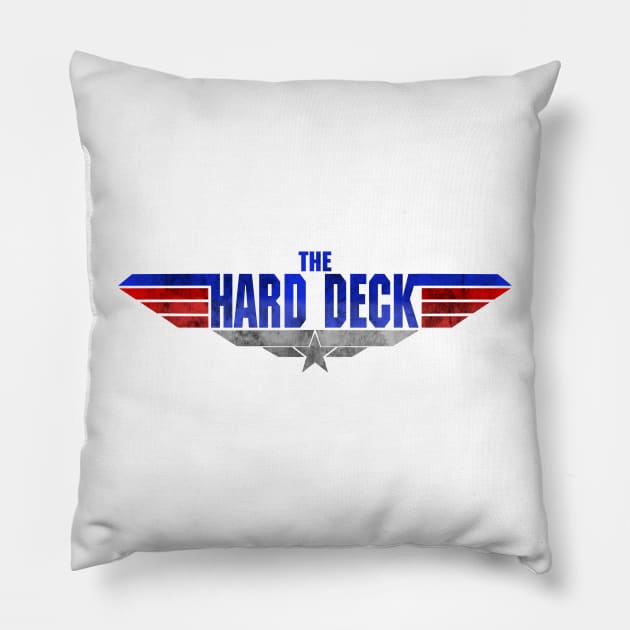 Top Gun Maverick Logo The Hard Deck Retro Vintage Red Blue Pillow by ArtIzMuzikForTheEyez