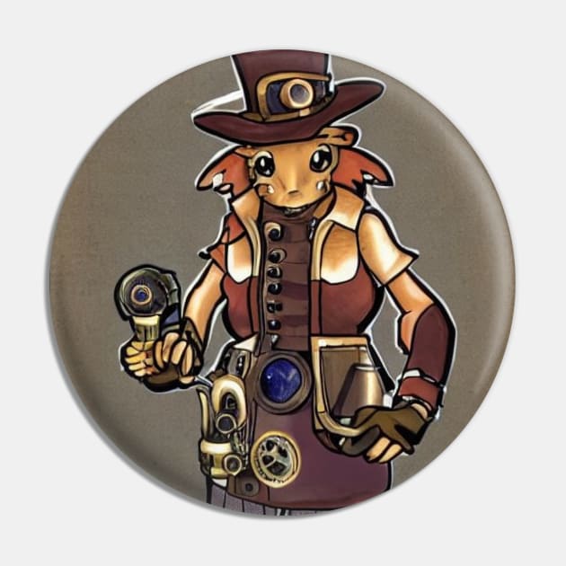 Steampunk Anime Girl Mouse Pin by DM