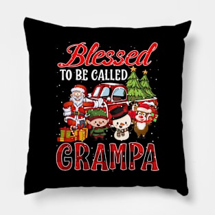 Blessed To Be Called Grampa Christmas Buffalo Plaid Truck Pillow