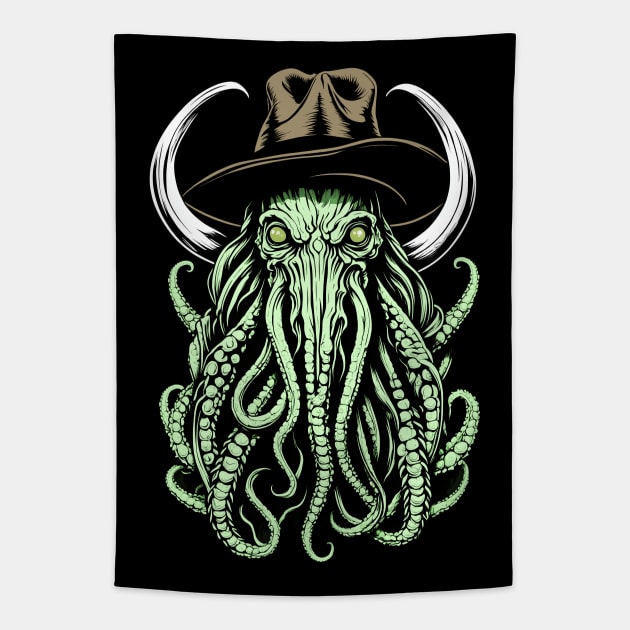 Cow Cthulhu - A Strange Western Encounter Tapestry by WolfMerrik