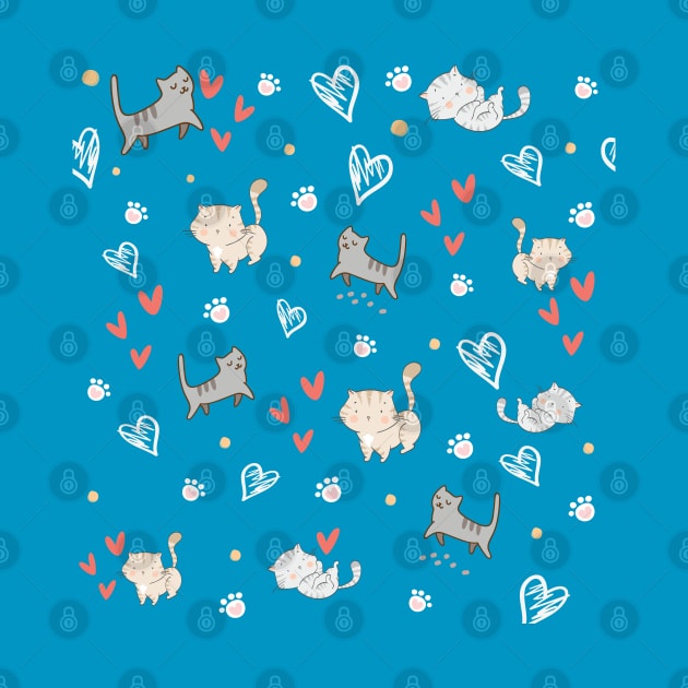 Cute Cat Love Pattern by STUDIOVO