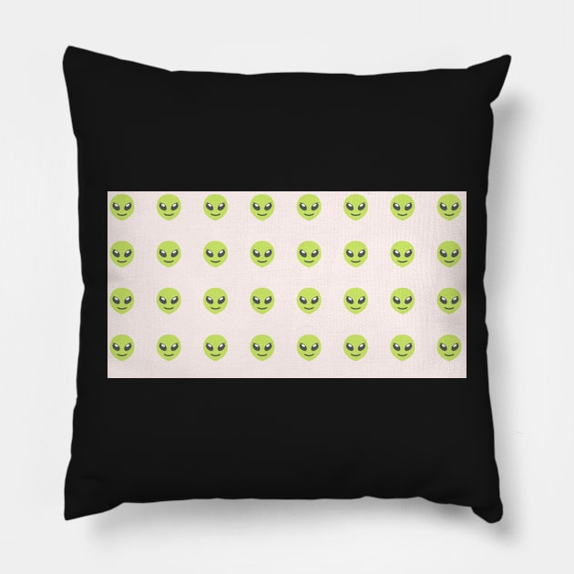 Green Alien Face Pillow by boldstuffshop