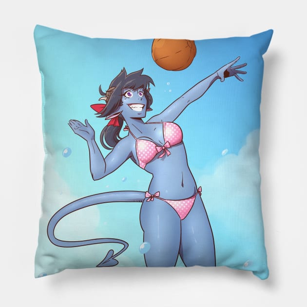 Blue Tiefling Volleyball Pillow by Viktormon