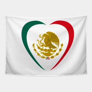 Mexican Patriot Flag Series (Heart) Tapestry