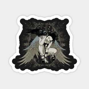 angel with black crow Magnet