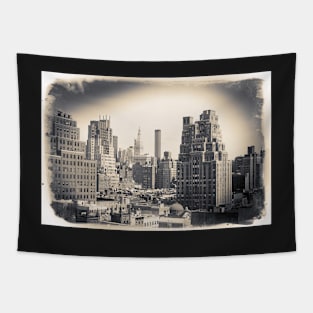 Postcard in black and white, Midtown Manhattan skyline Tapestry