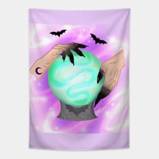 Crystal ball with witch hands Tapestry