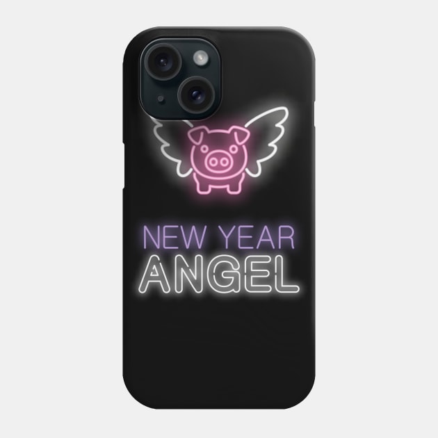 New Year Angel Funny Pig Print Phone Case by BlackRavenOath