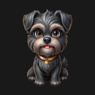 Fluffy Cartoon Affenpinscher with Bell Collar and Expressive Eyes Sticker