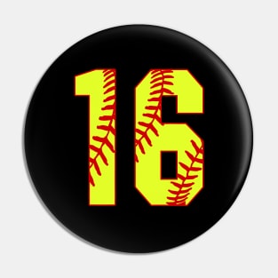 Fastpitch Softball Number 16 #16 Softball Shirt Jersey Uniform Favorite Player Biggest Fan Pin