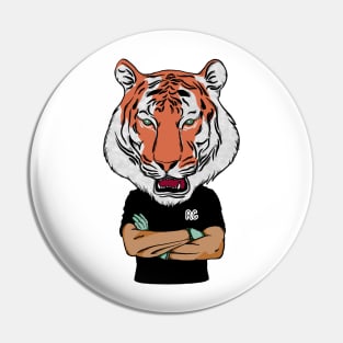 tiger head charicature character illustration Pin