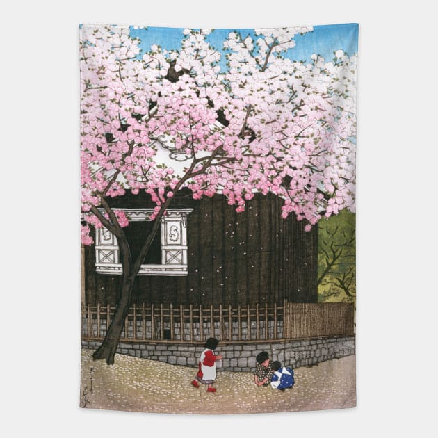 Spring at Atago mountain by Kawase Hasui Tapestry by Takeda_Art