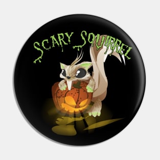 Scary Squirrel with Lighted Pumpkin Halloween Design Pin