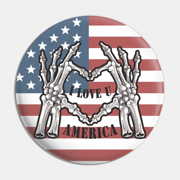 I love you america usa forever skeleton skull bones hand artwork, Circular american flag background Pin by Modern Art