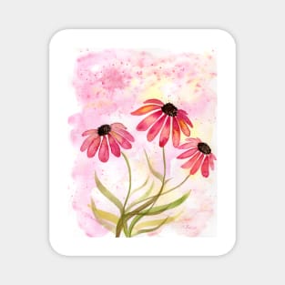 Coneflower Watercolor Illustration Magnet