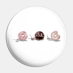 Toasted Mauve Donut Snails Watercolor Pin