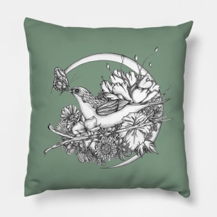 A Bird and a Butterfly Pillow