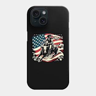 Rodeo Bull Rider Patriotic American Flag for Cowboys Phone Case