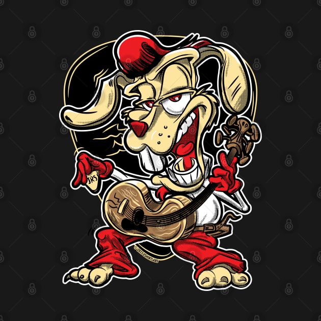 Rock-A-Billy Rabbit on guitar with pompadour by eShirtLabs