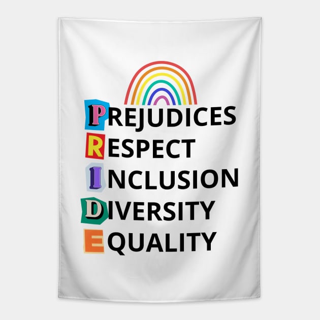 Pride from capitals of 5 words and rainbow Tapestry by Artpassion