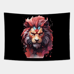 "Lionhearted Artistry: Brave Lion Head Design" Tapestry