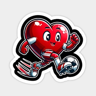 Valentine's Day Heart Soccer Player Team Sports Magnet