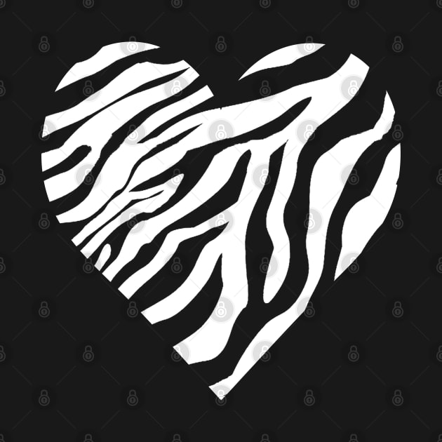 White zebra heart for dark background by AudreyJanvier