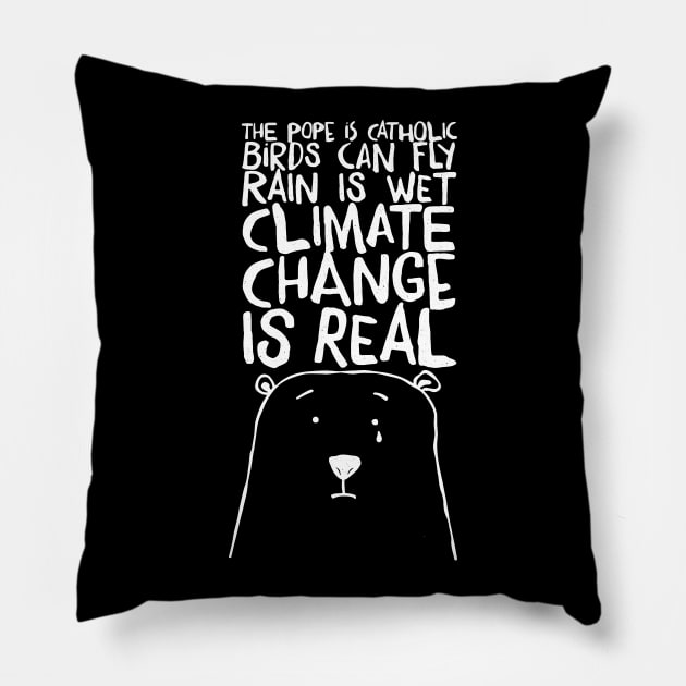 It`s rhetorical I climate change sad polar bear protest Pillow by emmjott