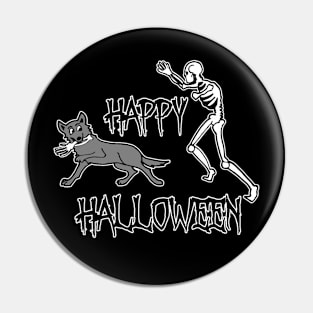 Funny Skeleton Dog Humor Happy Halloween Dog Bone Pin