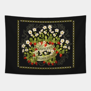 Vintage-Wild strawberries - Blossoms and fruit Tapestry