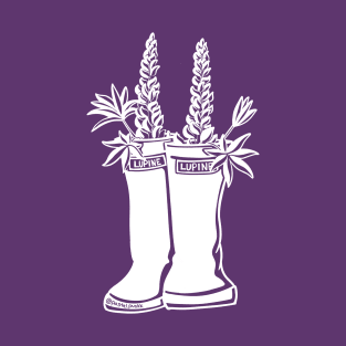 Lupine White Lineart Rain Boots T-Shirt