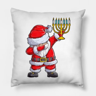 Menorah Santa Hat Chanukah Hanukkah Jewish Christmas Pajama Pillow