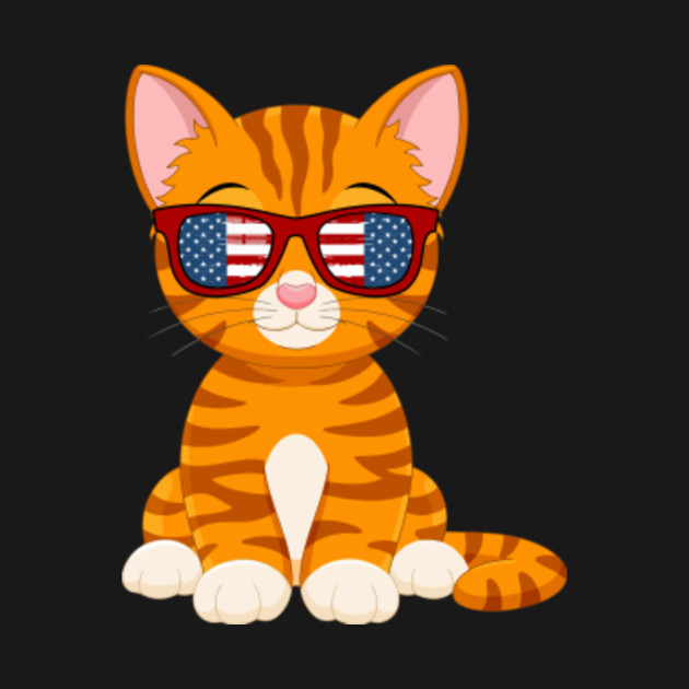 Patriotic Cat With America Flag Sunglasses 4th Of July Gifts