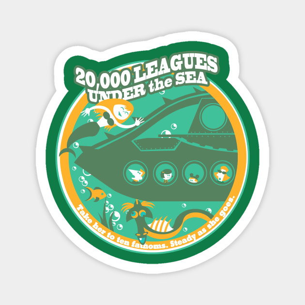 20,000 Leagues Under the Sea (green, yellow, aqua) Magnet by brodiehbrockie