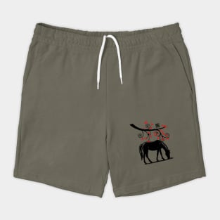 Chinese New Year Horse and Red Blossoms Shorts